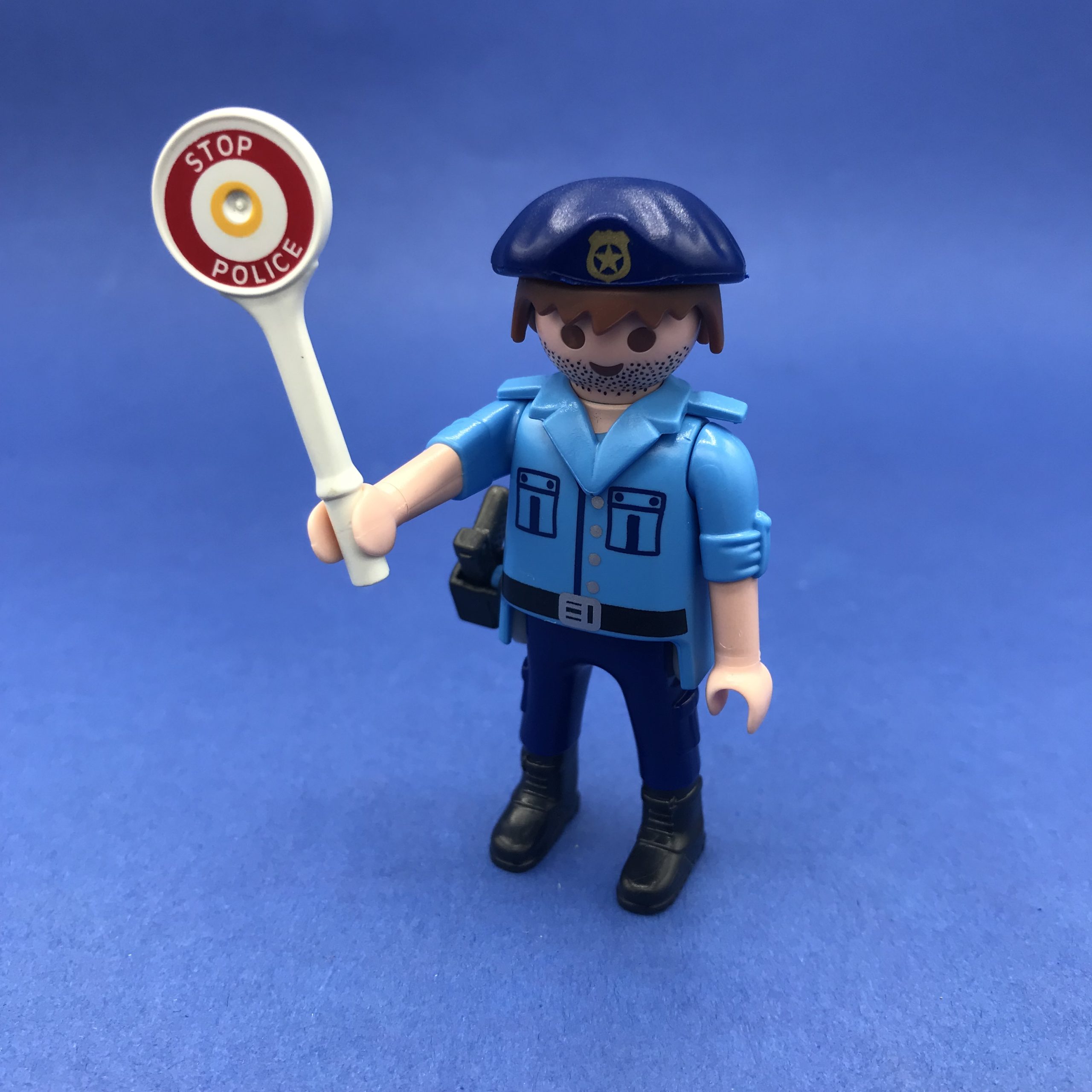 Teken een foto raket Baron Playmobil politieagent met stopbord – Werken met Poppetjes