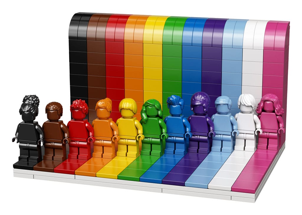 Lego set “iedereen is super” in de kleuren LHBTI regenboogvlag – met Poppetjes